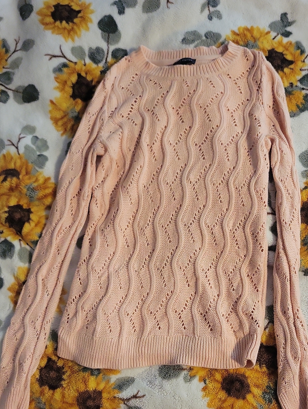 The Limited Peach Cable Knit Scoop Neck Sweater